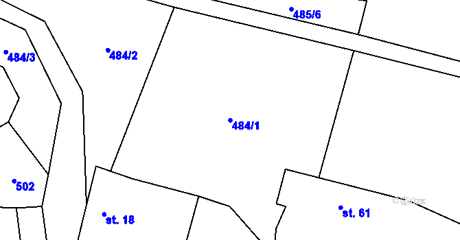Parcela st. 484/1 v KÚ Holušice u Mužetic, Katastrální mapa