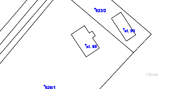 Parcela st. 89 v KÚ Holušice u Mužetic, Katastrální mapa