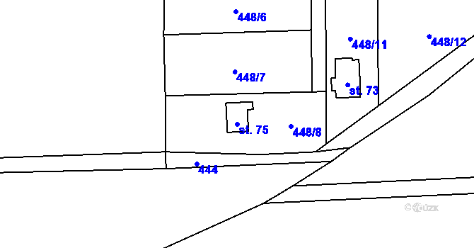 Parcela st. 75 v KÚ Mužetice, Katastrální mapa