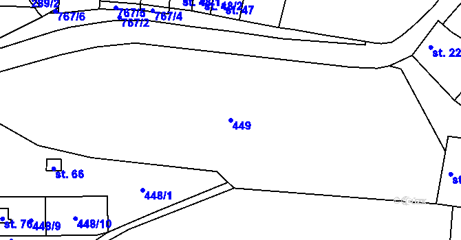 Parcela st. 449 v KÚ Mužetice, Katastrální mapa