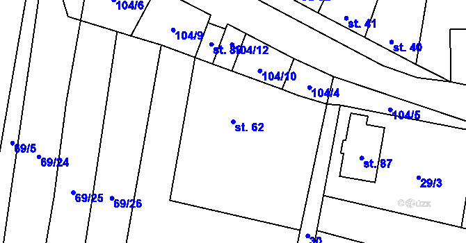 Parcela st. 62 v KÚ Kobylničky, Katastrální mapa