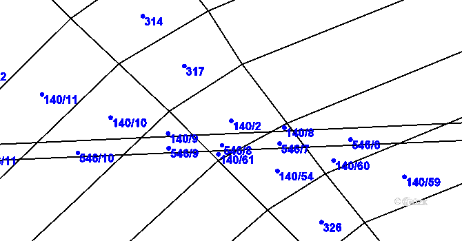 Parcela st. 140/2 v KÚ Kobylničky, Katastrální mapa