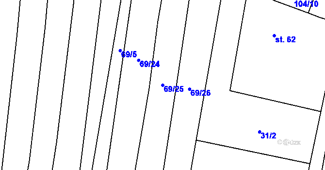 Parcela st. 69/25 v KÚ Kobylničky, Katastrální mapa