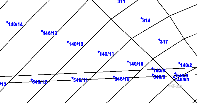 Parcela st. 140/11 v KÚ Kobylničky, Katastrální mapa