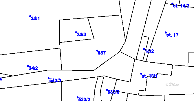 Parcela st. 587 v KÚ Kobylničky, Katastrální mapa
