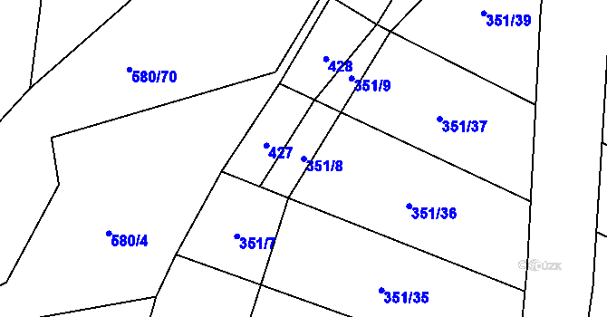 Parcela st. 351/8 v KÚ Křenůvky, Katastrální mapa