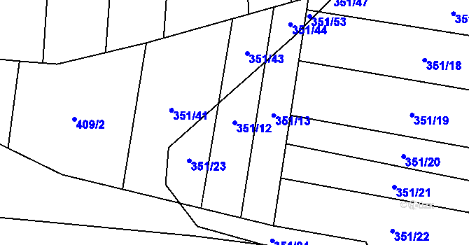 Parcela st. 351/12 v KÚ Křenůvky, Katastrální mapa
