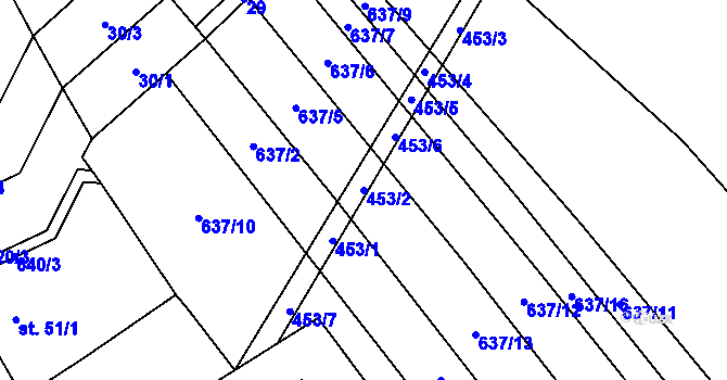 Parcela st. 453/2 v KÚ Křenůvky, Katastrální mapa