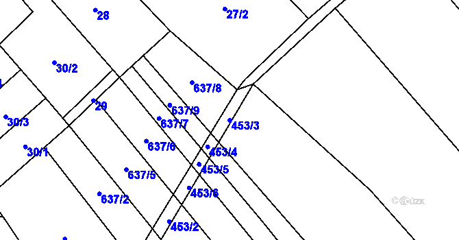 Parcela st. 453/3 v KÚ Křenůvky, Katastrální mapa