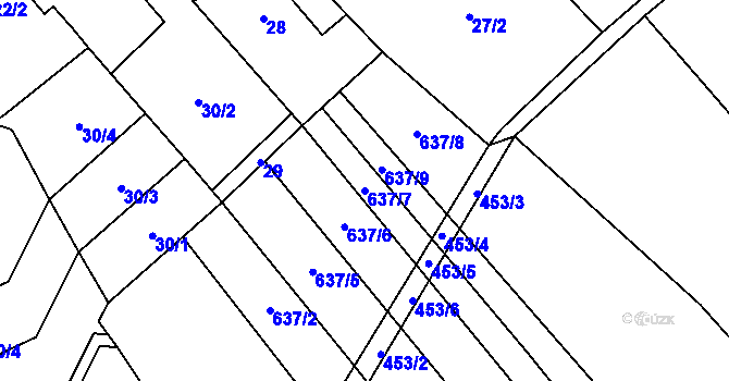 Parcela st. 637/7 v KÚ Křenůvky, Katastrální mapa