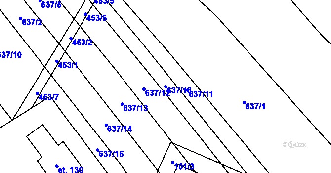 Parcela st. 637/16 v KÚ Křenůvky, Katastrální mapa