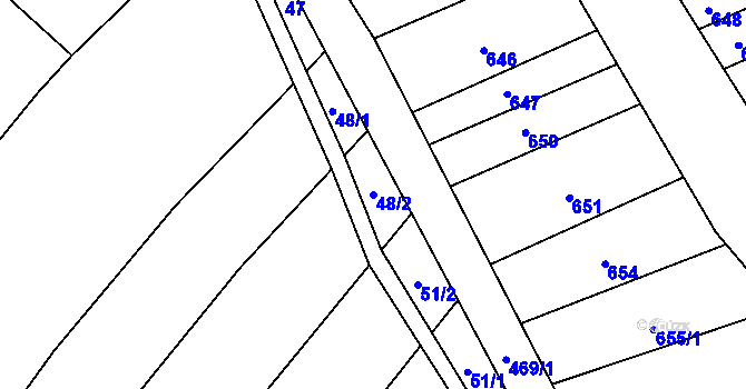 Parcela st. 48/2 v KÚ Křenůvky, Katastrální mapa