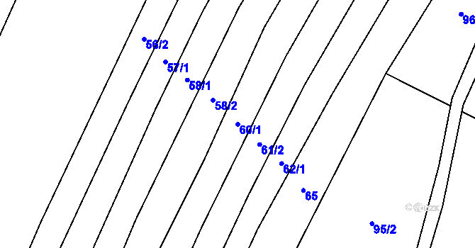 Parcela st. 60/1 v KÚ Křenůvky, Katastrální mapa