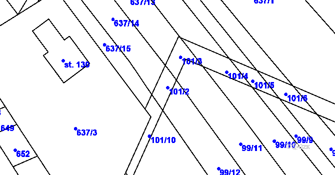 Parcela st. 101/2 v KÚ Křenůvky, Katastrální mapa