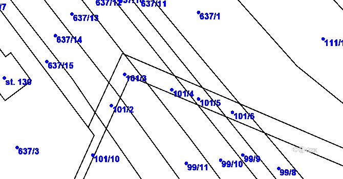 Parcela st. 101/4 v KÚ Křenůvky, Katastrální mapa