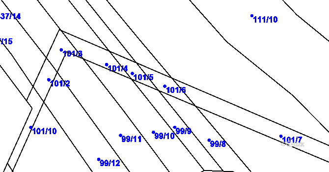 Parcela st. 101/6 v KÚ Křenůvky, Katastrální mapa