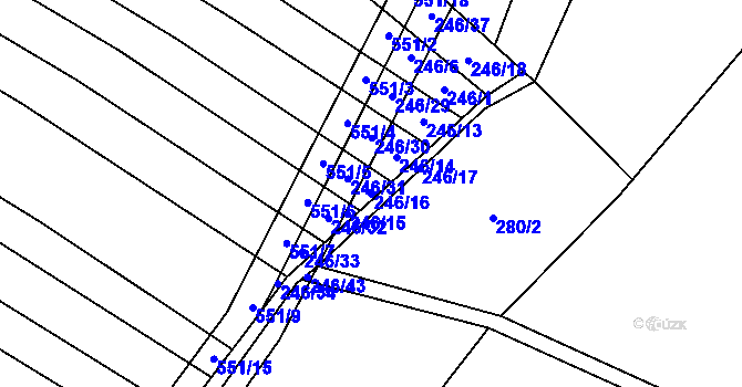 Parcela st. 246/16 v KÚ Křenůvky, Katastrální mapa