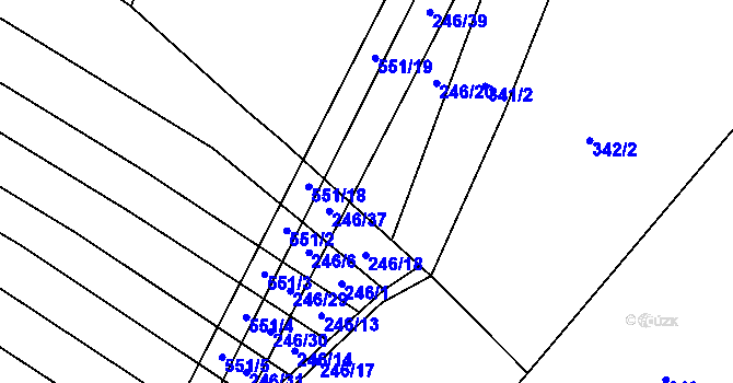 Parcela st. 246/19 v KÚ Křenůvky, Katastrální mapa