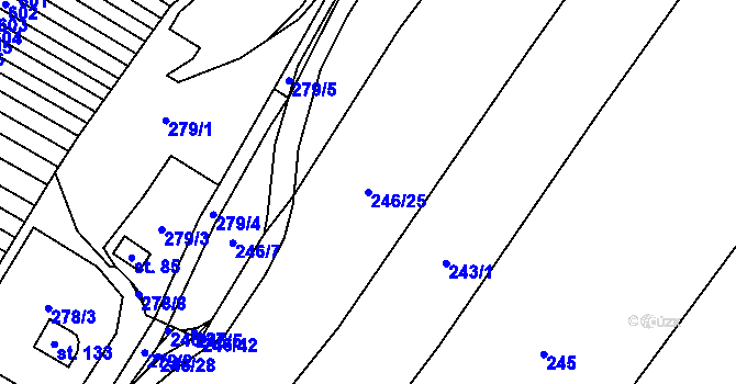 Parcela st. 246/25 v KÚ Křenůvky, Katastrální mapa