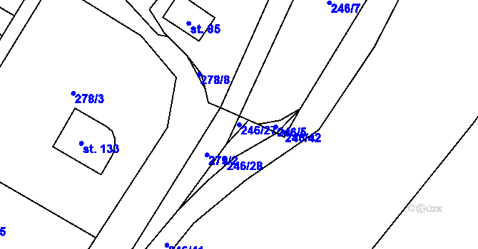 Parcela st. 246/27 v KÚ Křenůvky, Katastrální mapa