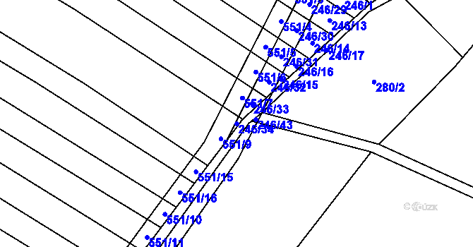 Parcela st. 246/34 v KÚ Křenůvky, Katastrální mapa