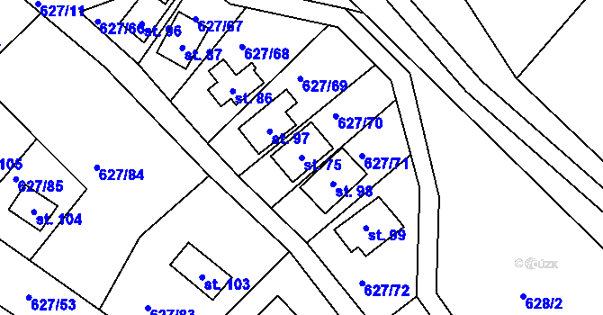 Parcela st. 75 v KÚ Křenůvky, Katastrální mapa
