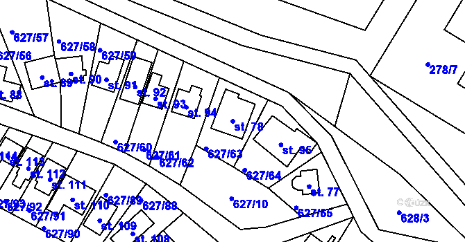 Parcela st. 78 v KÚ Křenůvky, Katastrální mapa