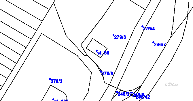 Parcela st. 85 v KÚ Křenůvky, Katastrální mapa