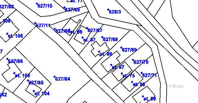 Parcela st. 86 v KÚ Křenůvky, Katastrální mapa