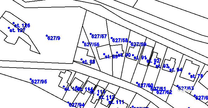 Parcela st. 89 v KÚ Křenůvky, Katastrální mapa