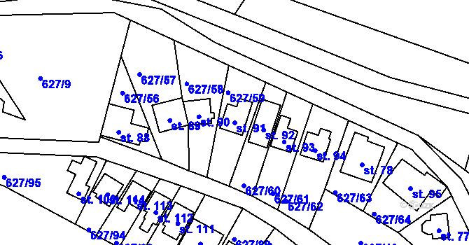 Parcela st. 91 v KÚ Křenůvky, Katastrální mapa