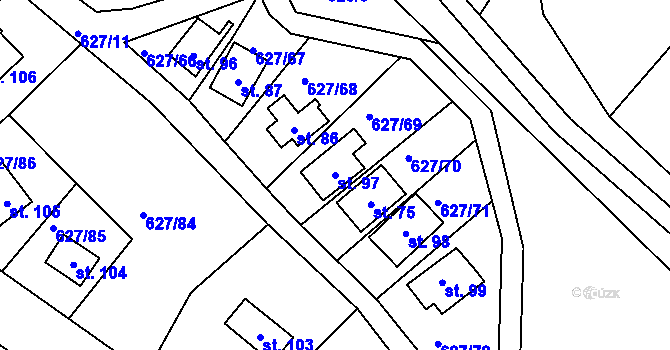Parcela st. 97 v KÚ Křenůvky, Katastrální mapa