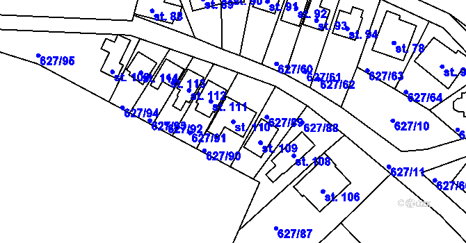 Parcela st. 110 v KÚ Křenůvky, Katastrální mapa