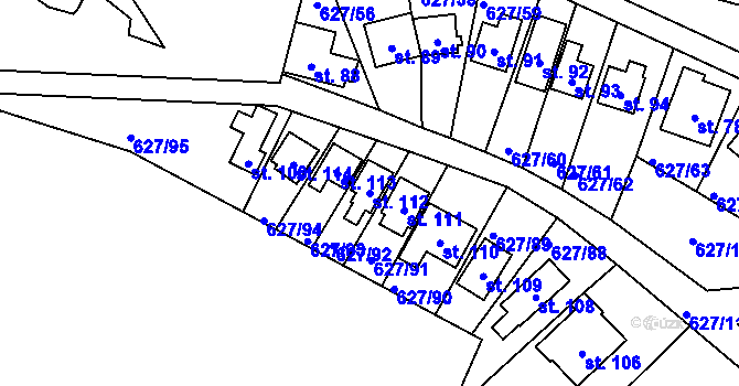 Parcela st. 112 v KÚ Křenůvky, Katastrální mapa