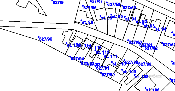 Parcela st. 113 v KÚ Křenůvky, Katastrální mapa