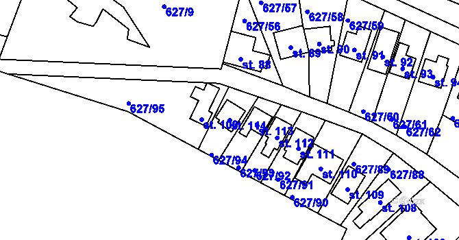 Parcela st. 114 v KÚ Křenůvky, Katastrální mapa