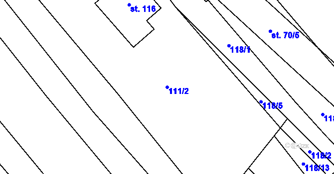 Parcela st. 111/2 v KÚ Křenůvky, Katastrální mapa