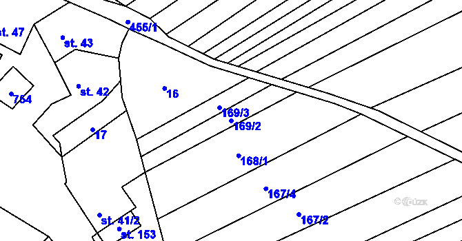 Parcela st. 169/2 v KÚ Křenůvky, Katastrální mapa