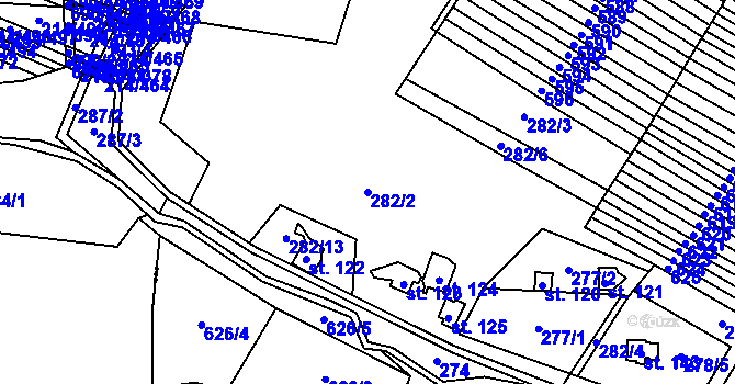 Parcela st. 282/2 v KÚ Křenůvky, Katastrální mapa