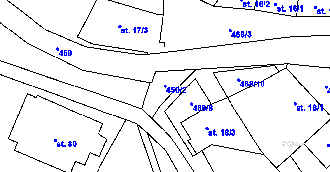 Parcela st. 450/2 v KÚ Křenůvky, Katastrální mapa
