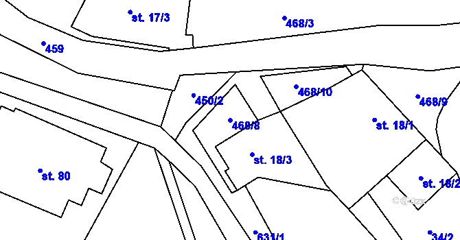 Parcela st. 468/8 v KÚ Křenůvky, Katastrální mapa
