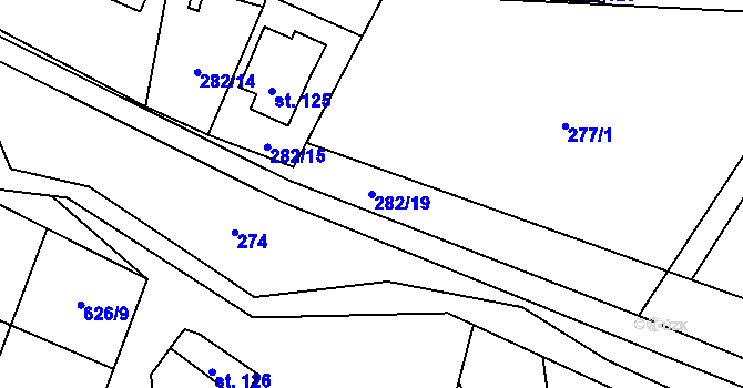 Parcela st. 282/19 v KÚ Křenůvky, Katastrální mapa