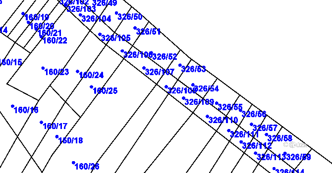 Parcela st. 326/108 v KÚ Myslejovice, Katastrální mapa