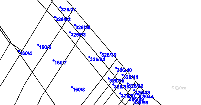 Parcela st. 326/39 v KÚ Myslejovice, Katastrální mapa
