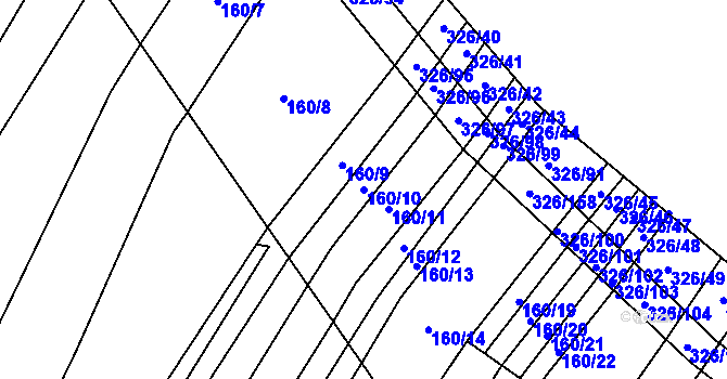 Parcela st. 160/10 v KÚ Myslejovice, Katastrální mapa