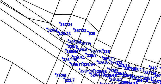 Parcela st. 367/9 v KÚ Myslejovice, Katastrální mapa