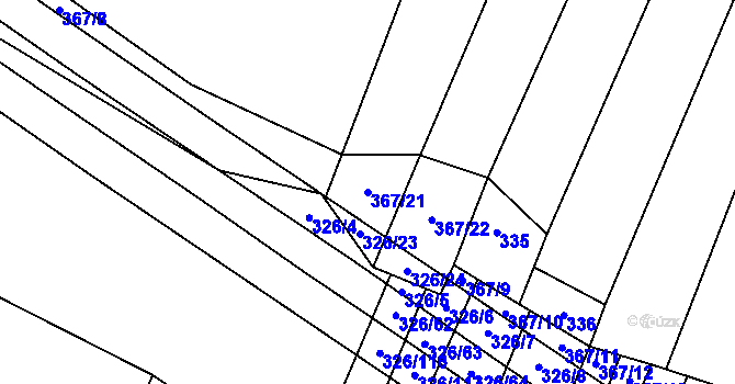 Parcela st. 367/21 v KÚ Myslejovice, Katastrální mapa