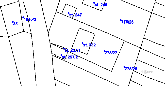 Parcela st. 252 v KÚ Myslejovice, Katastrální mapa