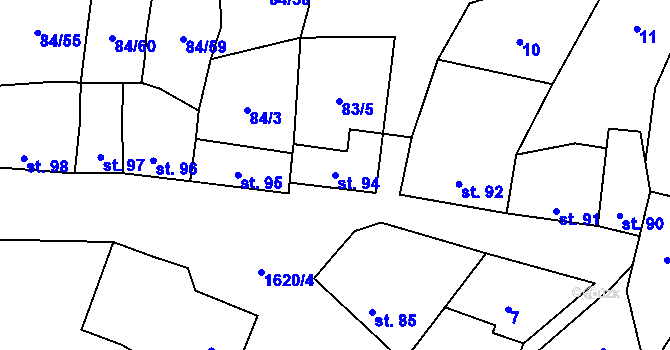 Parcela st. 94 v KÚ Myslejovice, Katastrální mapa