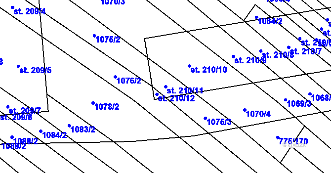 Parcela st. 210/11 v KÚ Myslejovice, Katastrální mapa